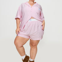 Early Riser Sleep Shorts Pink Stripe Curve