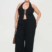 Felipe Linen Blend Pants Black Curve