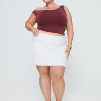 Meredith Ruched Mini Skirt White Curve