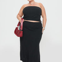 Ermias Linen Blend Midi Skirt Black Curve