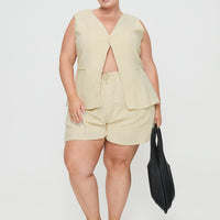 This Summer Linen Blend Shorts Sand Curve