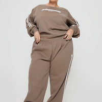 Princess Polly Track Pants Stripe Taupe / White Curve