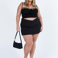 Easton V Front Mini Skirt Black Curve