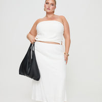 Ermias Linen Blend Midi Skirt White Curve