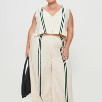 Telling Lies Pants White / Green Curve