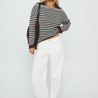 Kaio Mid Rise Barrel Leg Denim Jeans White