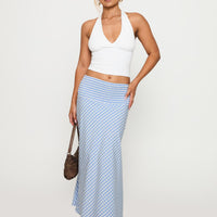 Every Girl Shirred Maxi Skirt Blue Check
