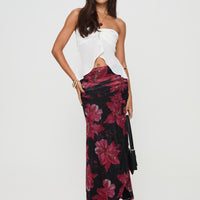 Cooperi Maxi Skirt Black / Red Floral