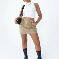 On my Way Mini Skirt Beige