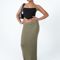 Belle Knit Maxi Skirt Khaki