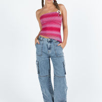 Vandana Cargo Jeans Mid Wash Denim