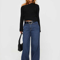 Naylor Mid Rise Wide Leg Jeans Mid Blue Denim