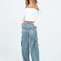 Zora Satin Cargo Pant Blue