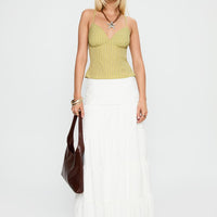 Snowy River Tiered Maxi Skirt White