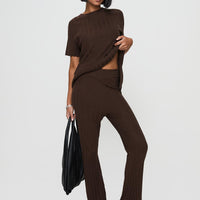 Palomia Ribbed Pants Chocolate