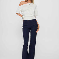 Kinkirk Flared Pants Navy Pinstripe