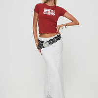 Cattanio Lace Midi Skirt White