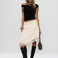 Rosemead Satin Midi Skirt Cream