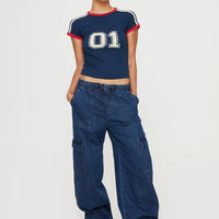 Stop & Stare Cargo Jeans Mid Wash