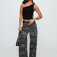 Big Talk Baggy Jeans Grey Washed Camo