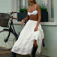Cherry On Top Maxi Skirt White Floral