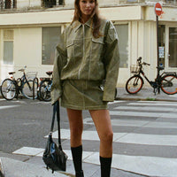 Tanza Faux Leather Mini Skirt Green