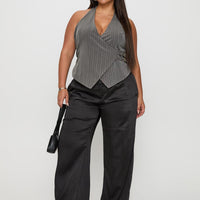 First Place Low Rise Satin Pant Black Curve