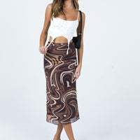 Deanna Midi Skirt Brown