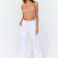 Utility Cargo Denim Jeans White