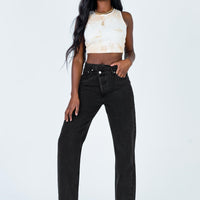 Holly Asymmetric Straight Leg Jean Black Denim
