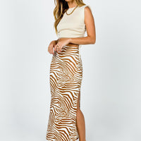 Kody Maxi Skirt Beige Zebra