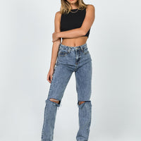 Intentions Straight Leg Knee Rip Denim Jean