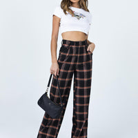 City Skies Wide Leg Check Pant Black