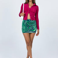 Motel Ima Mini Skirt 70s Ripple Green