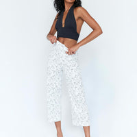 Nelly Wide Leg Face Print Pants White