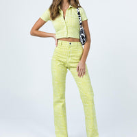 Motel Zoven Trouser Green Geo Retro