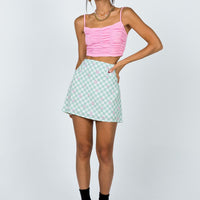 Selby Mini Skirt Green Floral Check