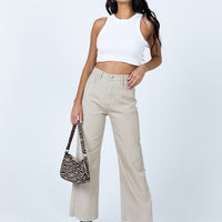 Cece Hammer Wide Leg Jeans Beige Denim