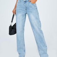 Holly Asymmetric Straight Leg Jean Light Wash Denim Petite