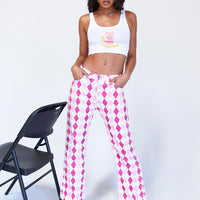Zoey Argyle Straight Leg Pant Pink