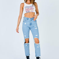 Erissa Knee Rip Jeans Light Wash Denim
