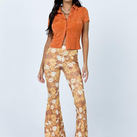 Retro Floral Flare Pants Orange