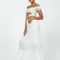 Sun Down Mid Rise Maxi Skirt White