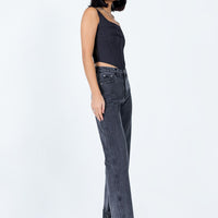 Arlington High Rise Straight Leg Denim Jeans Black
