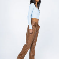 Wild Charm PU Pants Brown