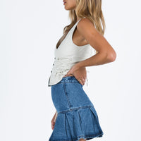 Rescue Me Pleat Mini Skirt Denim