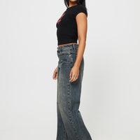 Betley High Rise Wide Leg Jeans Vintage Wash Denim