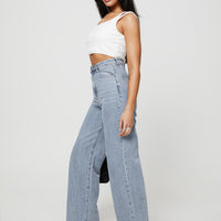 Nicolo High Rise Straight Leg Jeans Light Blue Wash