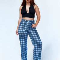 Alice Wide Leg Check Jeans Denim