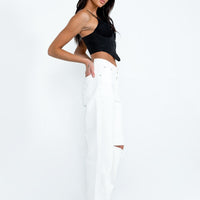 Sevina Wide Leg Denim Jeans White